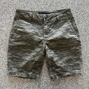 Aeropostale Chino‎ Shorts Mens 27 Camo 9" Inseam Stretch Tiger Stripe Green